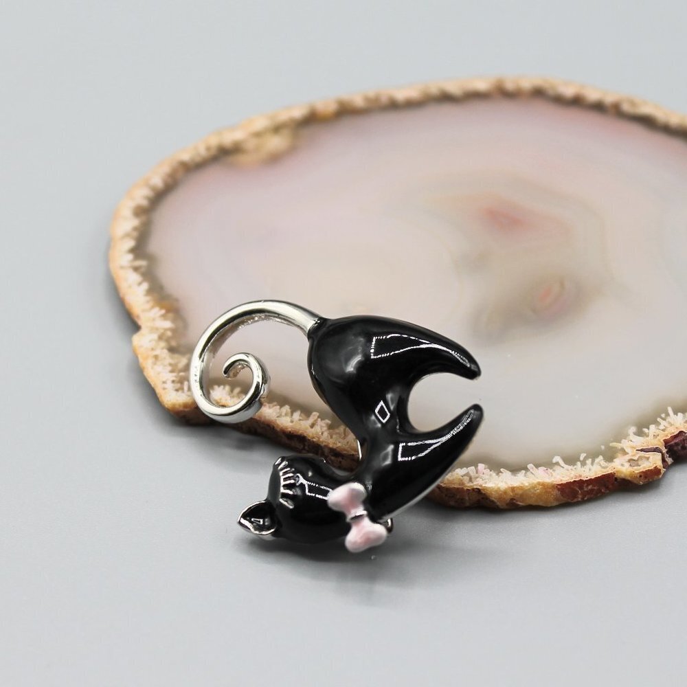 Cat brooch pin jewelry pendant adorable cute gold black pink small elegant - Picture 5 of 12